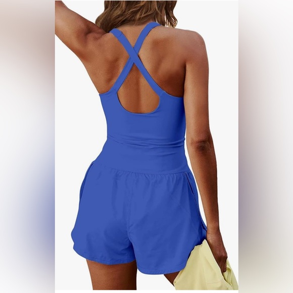 NWT Med Navy Wenlia Women's Workout Jumpsuit Sexy Sleeveless Tennis Dress A521 - Picture 3 of 9